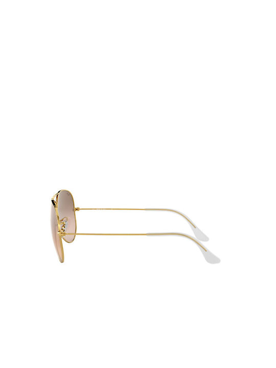 Ray Ban Aviator Γυαλιά Ηλίου με Χρυσό Μεταλλικό Σκελετό και Ροζ Ντεγκραντέ Καθρέφτη Φακό RB3025 001/3E