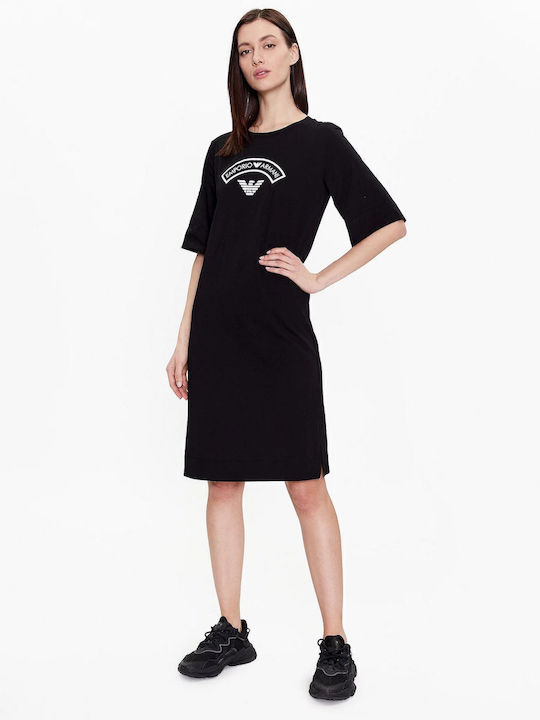 Summer Mini T-Shirt Dress with Slit Black