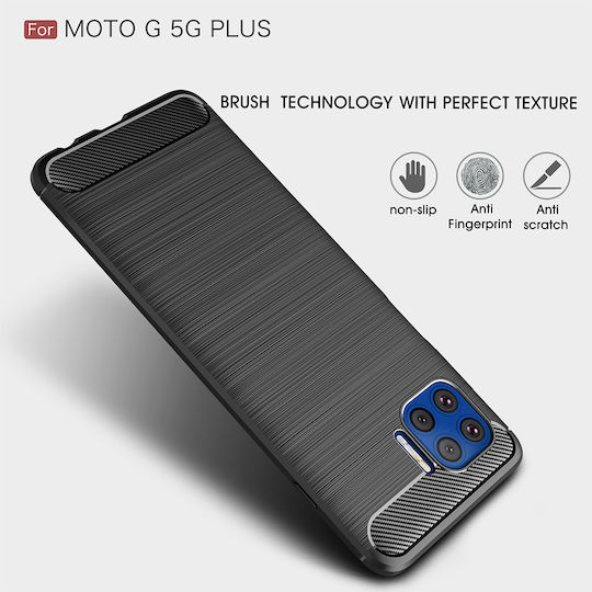 Techsuit Карбонова Задна Корица От Силикон Черна (Moto G 5G Plus)