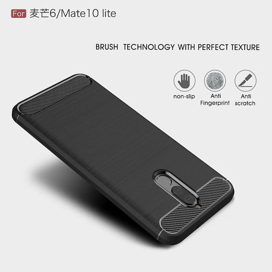 Techsuit Carbon Задна корица Силикон Черен (Huawei Mate 10 Lite)