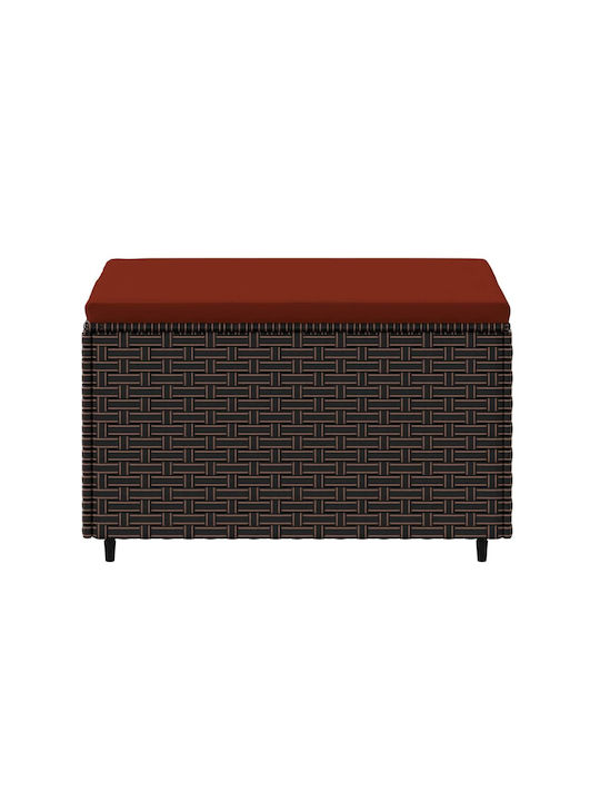 Garden Stool Cube for Outdoor Use Rattan with Red Cushion 55x55x31cm