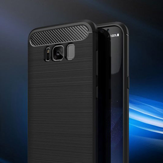 Techsuit Carbon Umschlag Rückseite Silikon Schwarz (Galaxy S8)