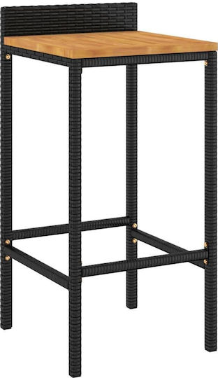 Σκαμπό Μπαρ Εξωτερικού Χώρου Rattan Μαύρο 2τμχ 40x42x78cm