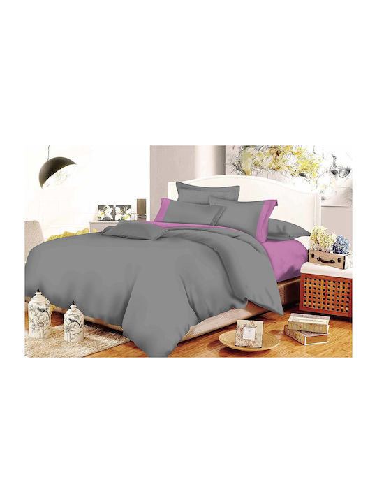 Le Blanc Παπλωματοθήκη Διπλή 200x240 Cotton Line Grey-Lilac