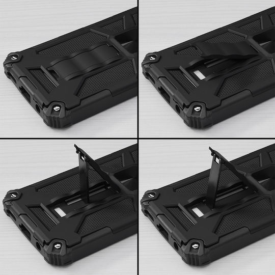 Techsuit Blazor Series Silicone / Plastic Back Cover Black (Motorola Moto G100)