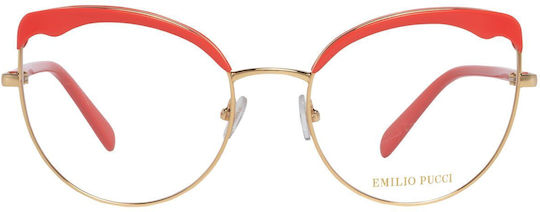 Emilio Pucci Optical Frame Дамски Метален Рамка за Очила Котешко око Оранжев EP5131 030