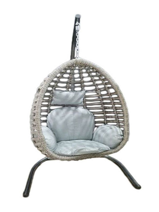Rattan Swing Nest with Stand Grey / Beige L100xW80xH130cm