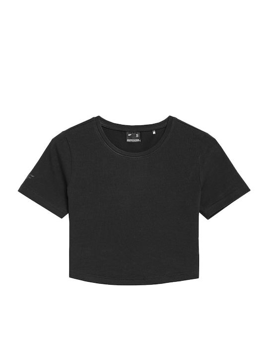 Women's Athletic Crop Top Short Sleeve Black