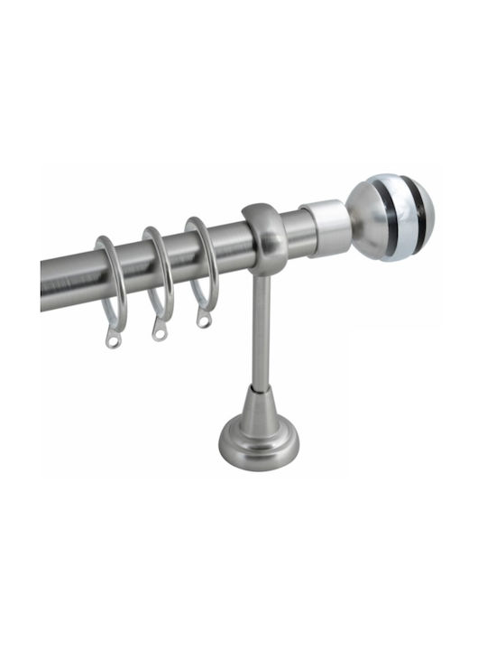 Frans Extendable Metallic Curtain Pole Α6 Single Φ25mm 140-250cm Nickel Matt Α6/01