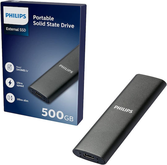 Philips FM02SS030P USB-C Външен SSD 500ГБ 2.5" Сив