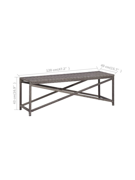 Παγκάκι Εξωτερικού Χώρου Rattan 120x40x43cm