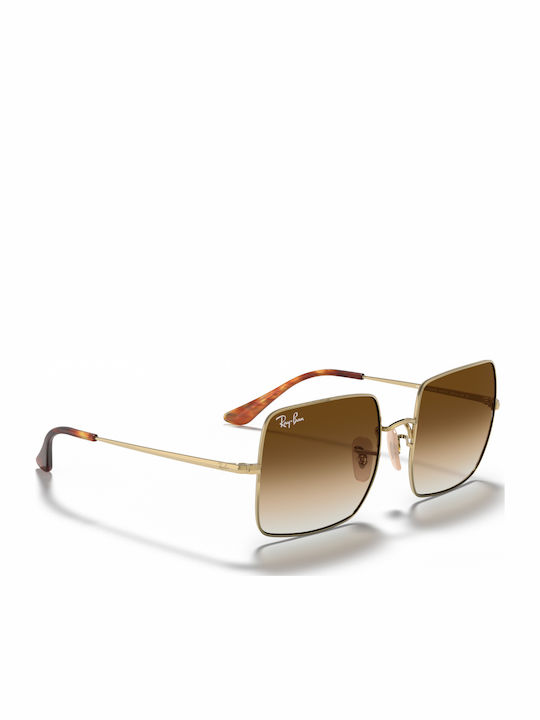 Ray Ban Square Γυναικεία Γυαλιά Ηλίου με Χρυσό Μεταλλικό Σκελετό και Καφέ Ντεγκραντέ Φακό RB1971 9147/51