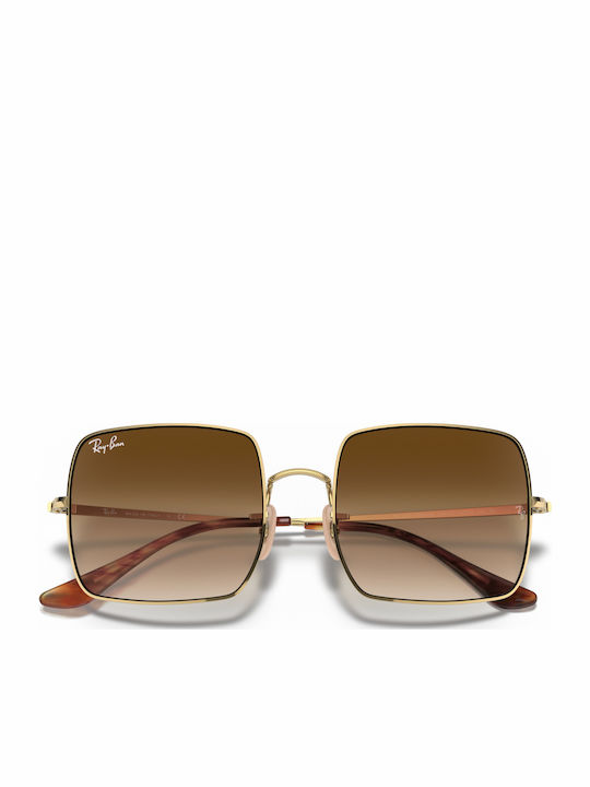 Ray Ban Square Γυναικεία Γυαλιά Ηλίου με Χρυσό Μεταλλικό Σκελετό και Καφέ Ντεγκραντέ Φακό RB1971 9147/51