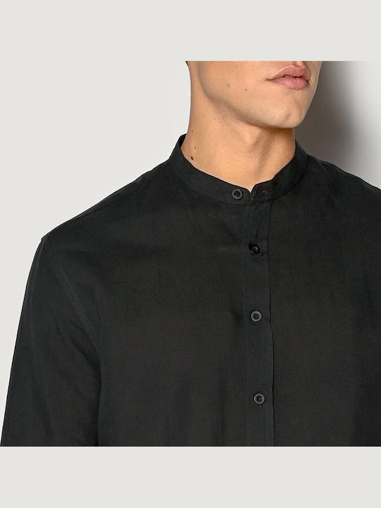 Long-sleeved Linen Shirt Black