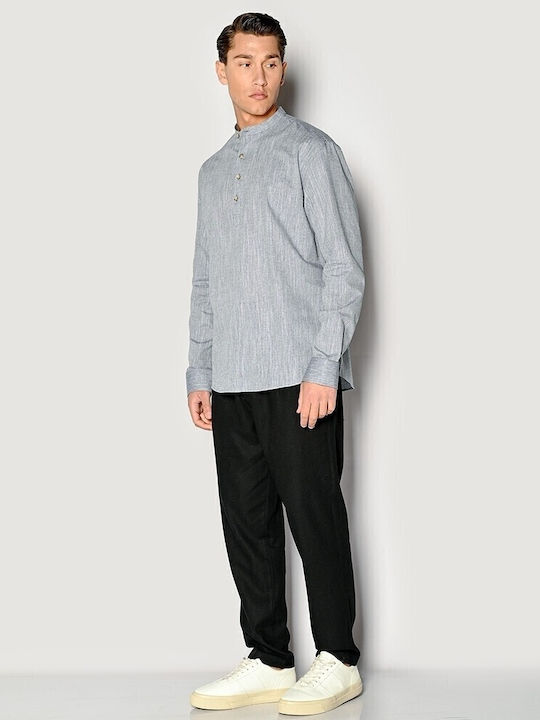 Long-sleeved Denim Shirt Navy Blue