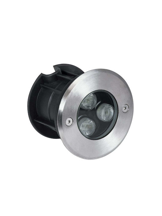 GloboStar Spot De Podea LED 12W Cu Alb Cald IP68 Argintiu