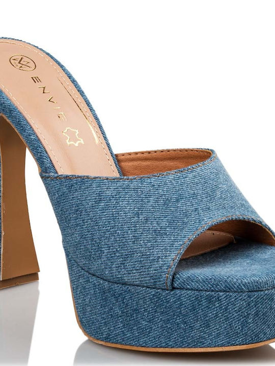 Envie Shoes Chunky Heel Mules Blue