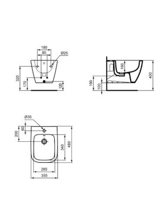 Ideal Standard Wall-Hanging Bidet Ideal I.life 35.5x48x30cm