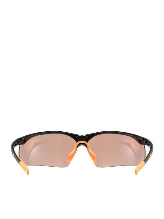 Uvex Sportstyle 223 Ανδρικά Γυαλιά Ηλίου με Μαύρο Κοκκάλινο Σκελετό και Πορτοκαλί Φακό S5309822212