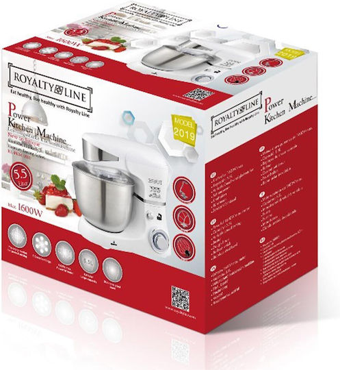 Royalty Line RL-PKM1600W Stand Mixer 1600W with Stainless Mixing Bowl 5.5lt Red