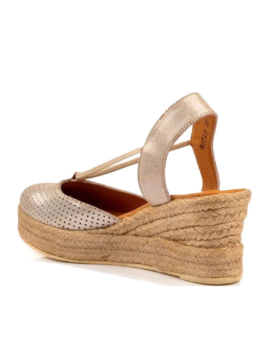 Anatomische Damenplattformen im Espadrilles-Stil Μπεζ Περλέ