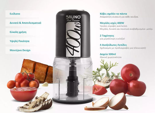 Bruno Πολυκόπτης Multi 400W με Δοχείο 500ml Μαύρος