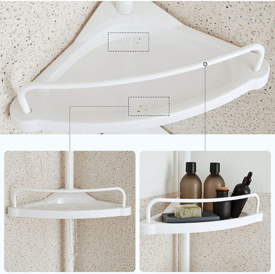 Songmics Ecke An der Wand montiert Badezimmerregal Kunststoff mit 4 Regalböden 35x23x305cm Weiß