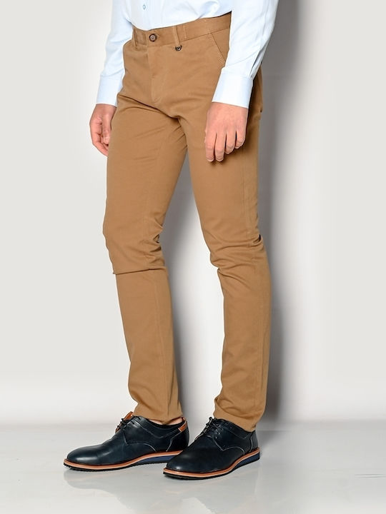 Sogo Herrenhose Anzughose Elastisch in Normaler Passform Beige