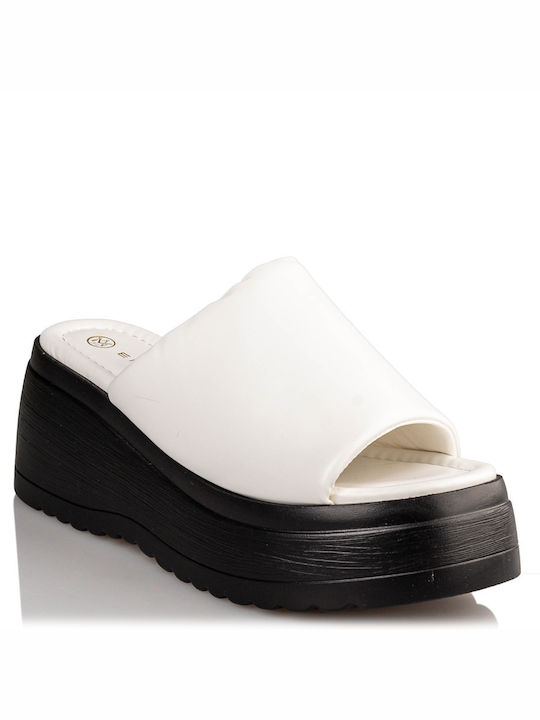 Envie Shoes Women's Synthetic Leather Platform Wedge Sandals White