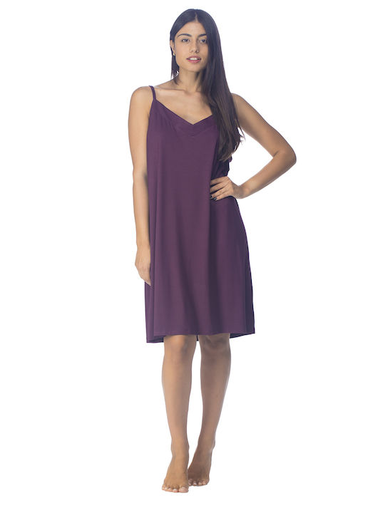 Zaboo Women's Summer Viscose Dress with Thin Strap (Plus Size 1XL-6XL) - ZB1094 Eggplant