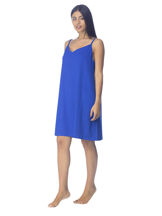 Zaboo Women's Summer Viscose Dress with Thin Strap (Plus Size 1XL-6XL)-ZB1098 Blue Rouge