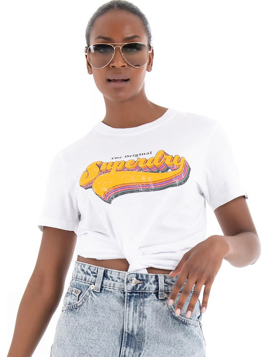 D2 Ovin Vintage Rainbow T-shirt Дамски Т-шърт Бял