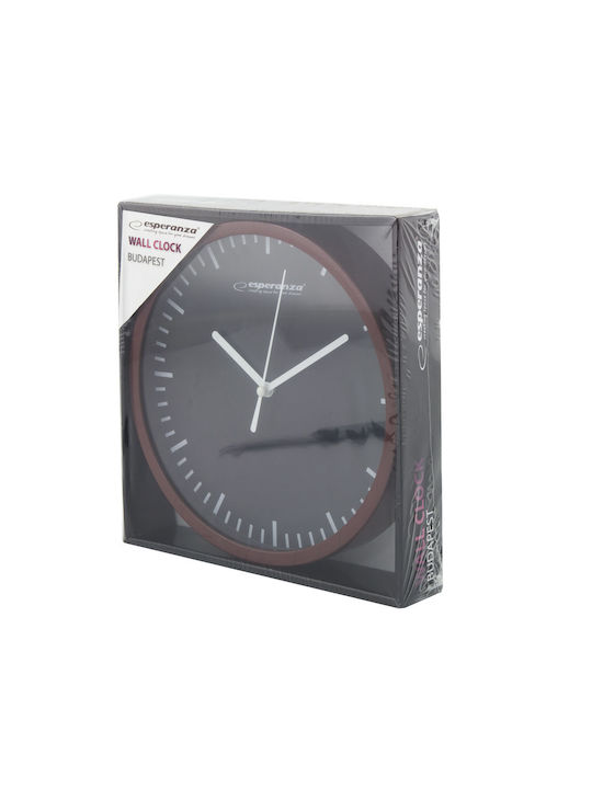 Esperanza Budapest Wall Clock Plastic Black Ø20cm