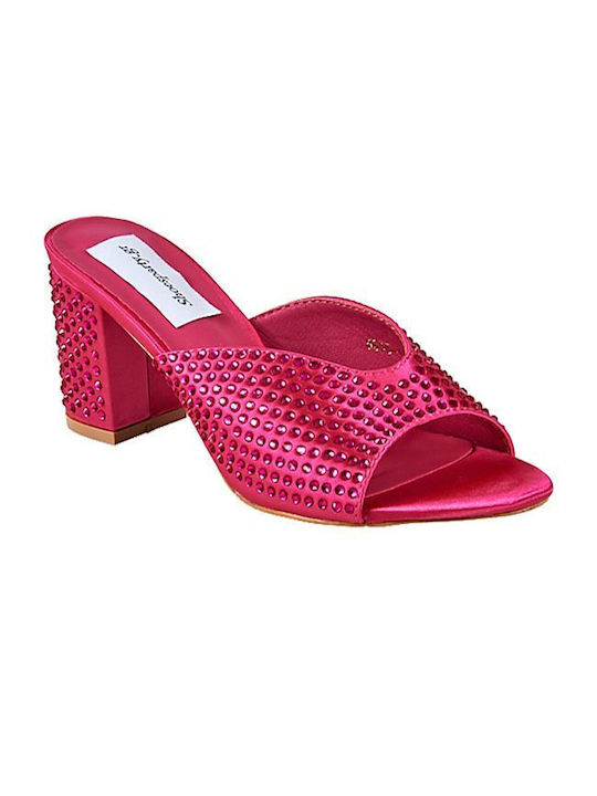 Elenross Mules mit Chunky Hoch Absatz in Fuchsie Farbe