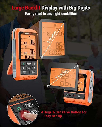 Thermo Pro Wireless Търговия Термометър за храна Готвене с игла TP-826