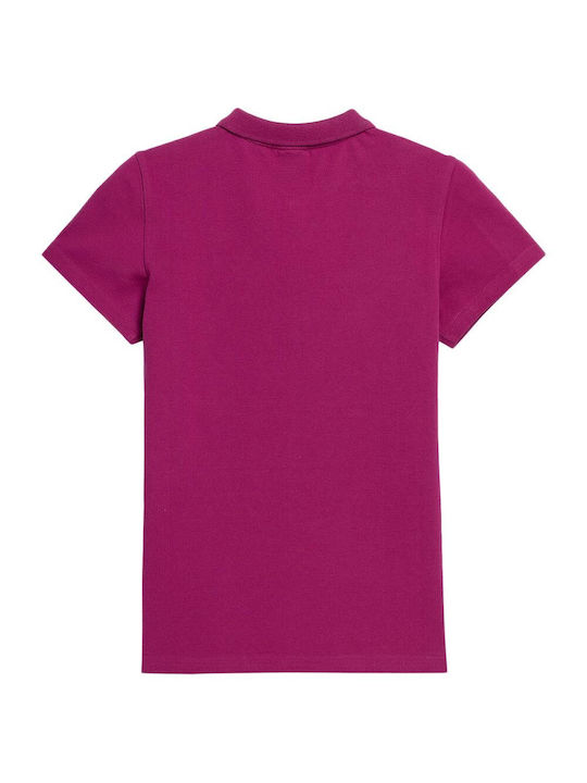 4F Women's Athletic Polo Shirt Short Sleeve Fuchsia