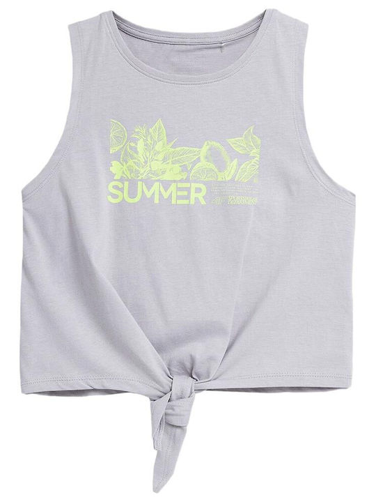Γυναικείο Αθλητικό Crop Top Αμάνικο Γκρι