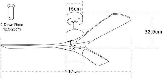 Zambelis Lights Ceiling Fan 132cm Black-Cherry