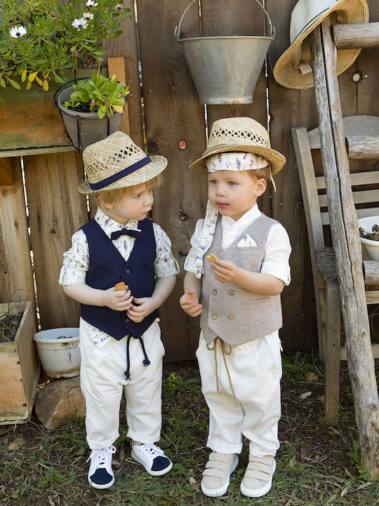 Bambolino Baptism Suit for Boys Kylian Beige 5 Pieces