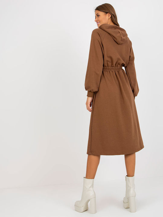 Relevance Midi Dress with Hood Brown