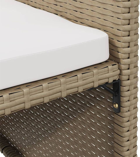 Outdoor-Sessel Rattan Beige mit Kissen 2Stück 52x56x85εκ.