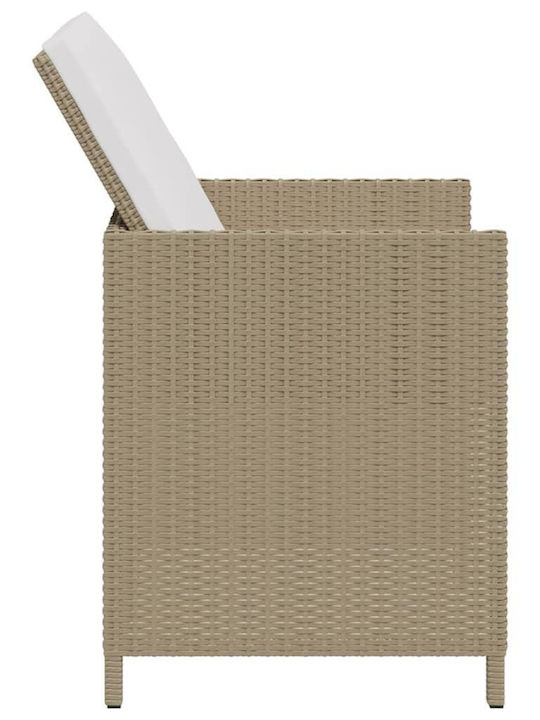 Fotoliu de exterior Rattan Bej cu pernă 2buc 52x56x85cm