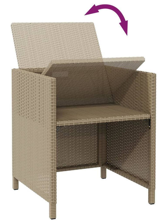 Fotoliu de exterior Rattan Bej cu pernă 2buc 52x56x85cm