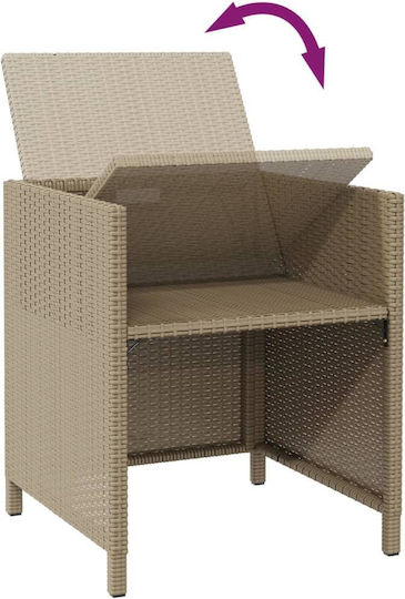 Outdoor-Sessel Rattan Beige mit Kissen 2Stück 52x56x85εκ.