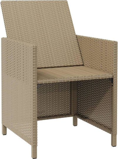 Outdoor-Sessel Rattan Beige mit Kissen 2Stück 52x56x85εκ.