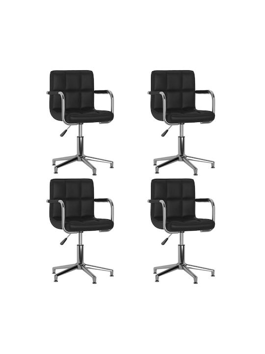 Rotating Chair Visitor with Arms in Black Color 48x47x74cm 4pcs