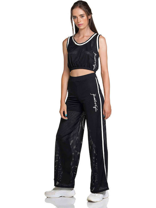 Γυναικείο Καλοκαιρινό Crop Top Αμάνικο Μαύρο