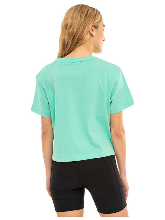 Be:Nation Women's Summer Crop Top Cotton Short Sleeve Green