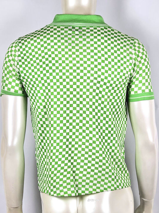 A-STYLE BA8M2010-A71 POLO JAQUARD A QUADRI men's polo shirt chess green-white 100% cotton