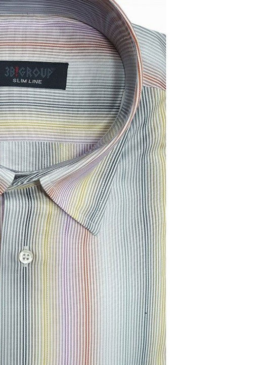 Colorful striped shirt short-sleeved narrow SLIM FIT